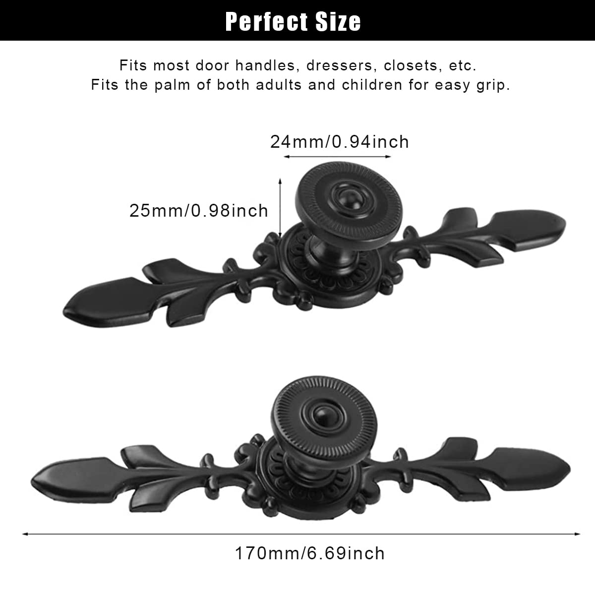 HASTHIP Pack of 4 Vintage Style Pull Handle Door Knob Back Plate, Retro Cabinet Door Knob with Screw for Home, Furniture, Drawer, Cabinet, Dresser, Closet, Wardrobe and Cupboard (Black) HASTHIP Pack of 4 Vintage Style Pull Handle Door Knob Back Plate, Retro Cabinet Door Knob with Screw for Home, Furniture, Drawer, Cabinet, Dresser, Closet, Wardrobe and Cupboard (Black)